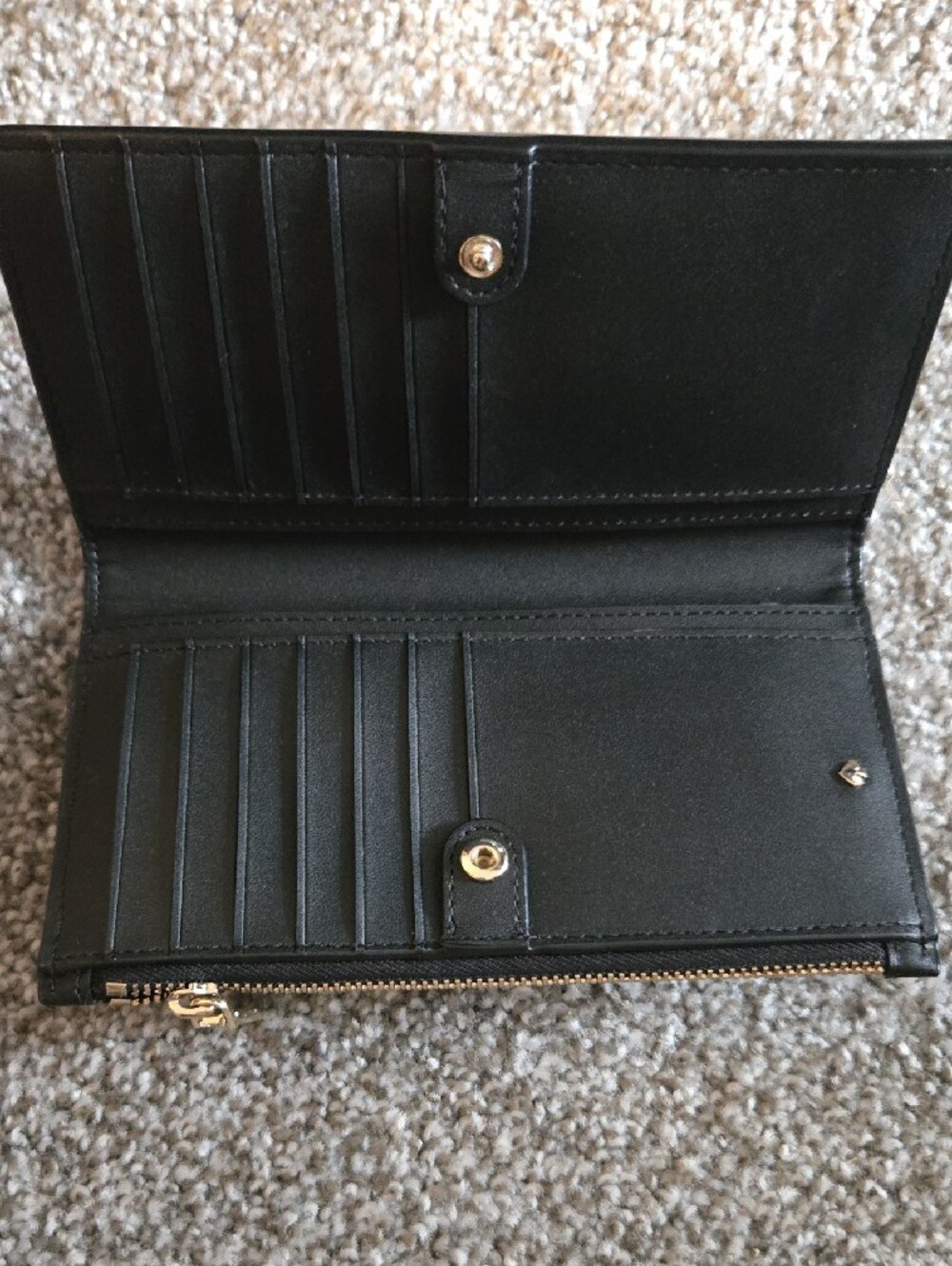 kate spade Black Floral Zip Card Holder with Orange, Blue and Pink Flowers - Picture 4 of 4